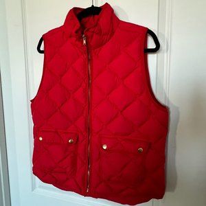 J. Crew red puffer vest, size L